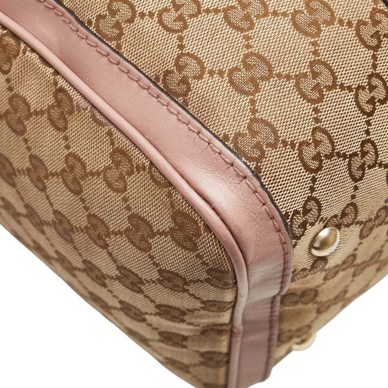 グッチ GGキャンバス ハンドバッグ 247205 ベージュ ピンク ブルー キャンバス レザー レディース GUCCI 【中古】