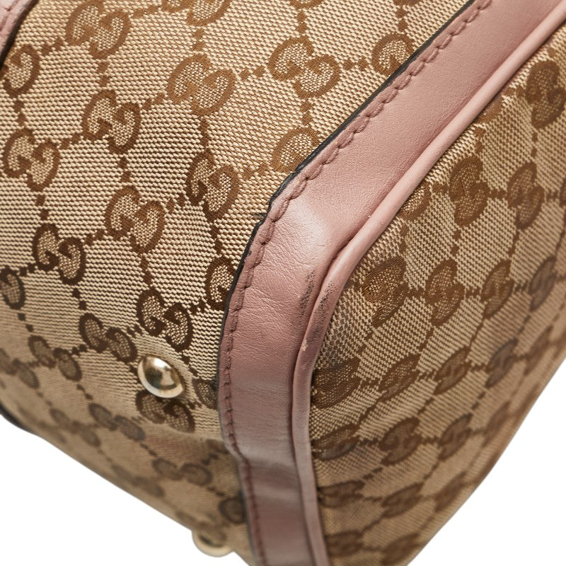 グッチ GGキャンバス ハンドバッグ 247205 ベージュ ピンク ブルー キャンバス レザー レディース GUCCI 【中古】