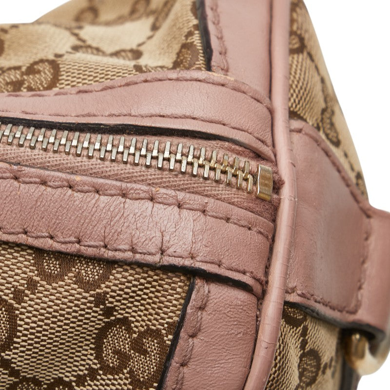 グッチ GGキャンバス ハンドバッグ 247205 ベージュ ピンク ブルー キャンバス レザー レディース GUCCI 【中古】