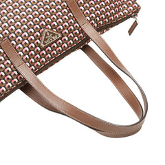 プラダ 三角ロゴプレート トートバッグ ショルダーバッグ 2WAY BR4696 ブラウン ピンク ナイロン レザー レディース PRADA 【中古】
