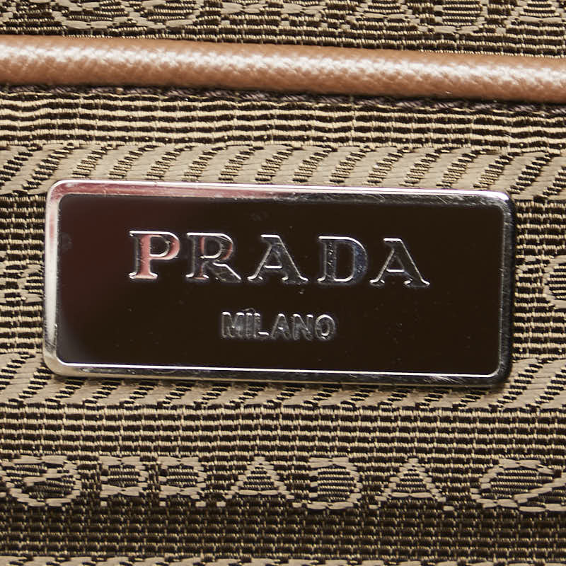 プラダ 三角ロゴプレート トートバッグ ショルダーバッグ 2WAY BR4696 ブラウン ピンク ナイロン レザー レディース PRADA 【中古】