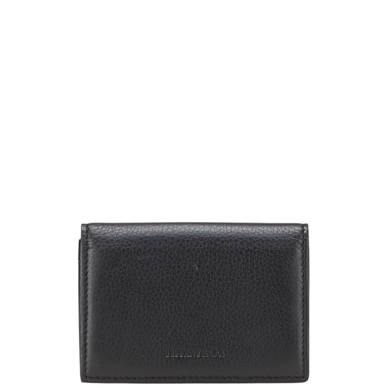 ティファニー カードケース 名刺入れ ブラック レザー レディース TIFFANY&Co. 【中古】