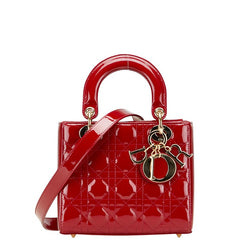 ディオール カナージュ レディディオール ハンドバッグ ショルダーバッグ 2WAY レッド パテントレザー レディース Dior 【中古】