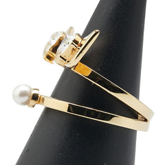 フェンディ モンスター バグズ アイ ラインストーン リング 指輪 #M ゴールド メッキ フェイクパール レディース FENDI 【中古】