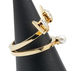 フェンディ モンスター バグズ アイ ラインストーン リング 指輪 #M ゴールド メッキ フェイクパール レディース FENDI 【中古】