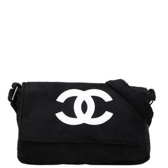 シャネル ノベルティ ココマーク 斜め掛け ショルダーバッグ ブラック ホワイト パイル レディース CHANEL 【中古】