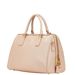 プラダ 三角ロゴプレート ハンドバッグ ショルダーバッグ 2WAY BL0823 ピンク ベージュ サフィアーノ レザー レディース PRADA 【中古】