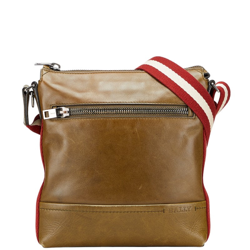 バリー 斜め掛け ショルダーバッグ カーキ マルチカラー レザー メンズ BALLY 【中古】