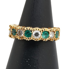 K18YG イエローゴールド ダイヤ0.4ct エメラルド0.4ct リング 指輪 レディース 10号 【中古】