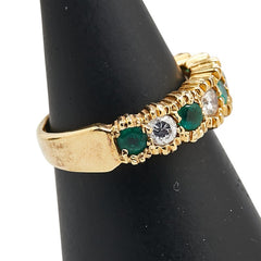 K18YG イエローゴールド ダイヤ0.4ct エメラルド0.4ct リング 指輪 レディース 10号 【中古】