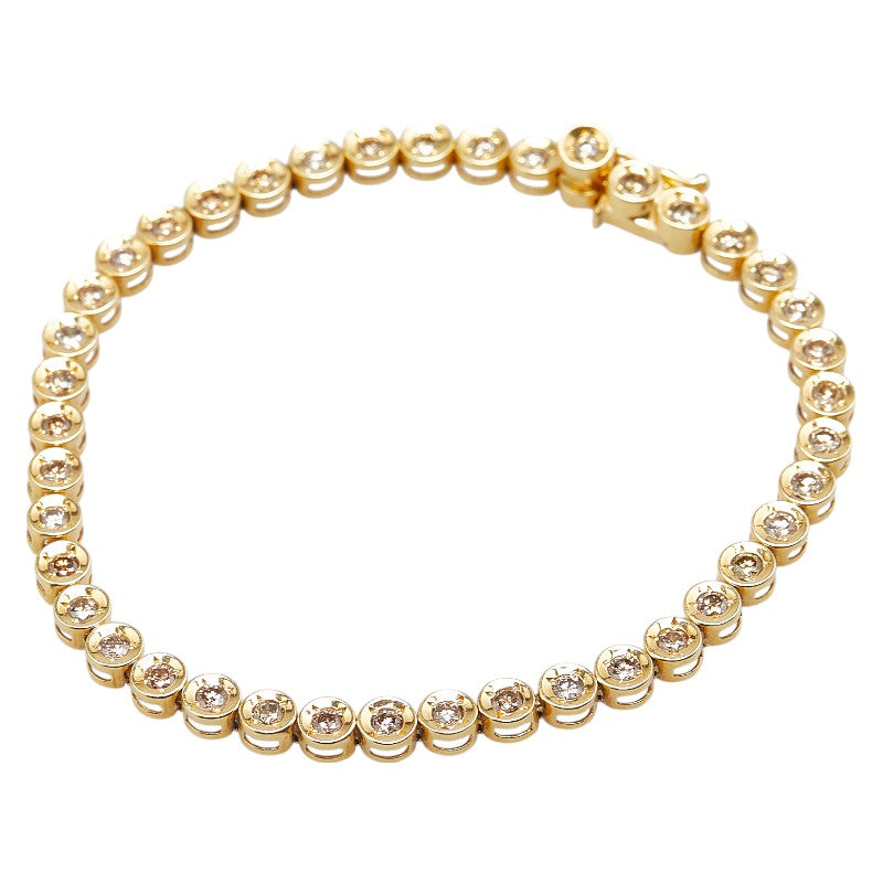 K18YG イエローゴールド ダイヤ2.00ct テニスチェーン ブレスレット レディース 【中古】