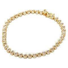 K18YG イエローゴールド ダイヤ2.00ct テニスチェーン ブレスレット レディース 【中古】