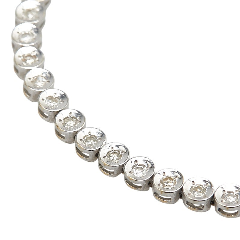 K18WG ホワイトゴールド ダイヤ1.00ct テニスチェーン ブレスレット レディース 【中古】