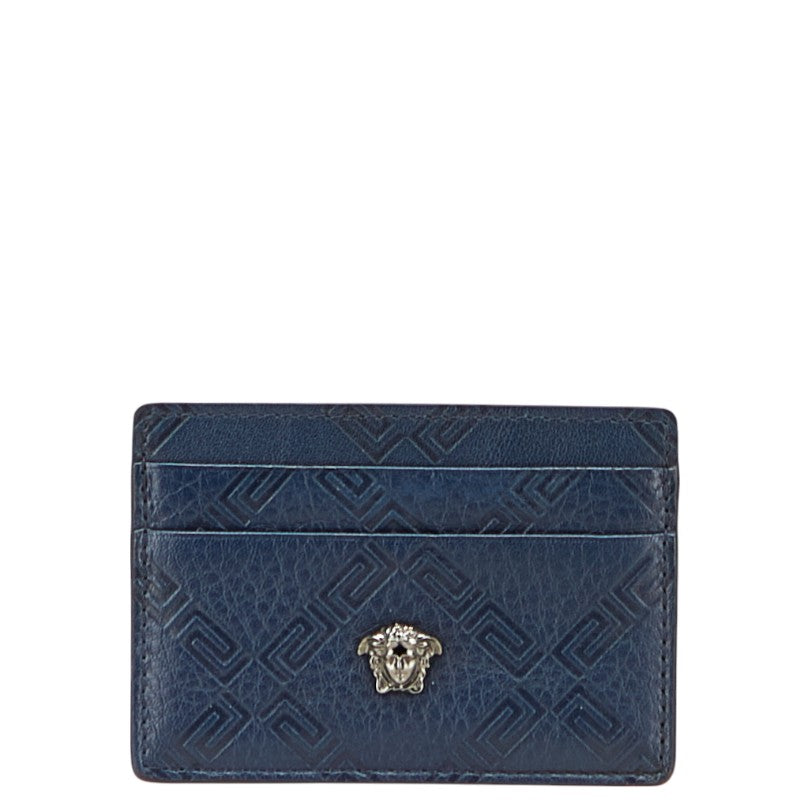 ヴェルサーチェ メデューサ カードケース ネイビー レザー レディース VERSACE 【中古】
