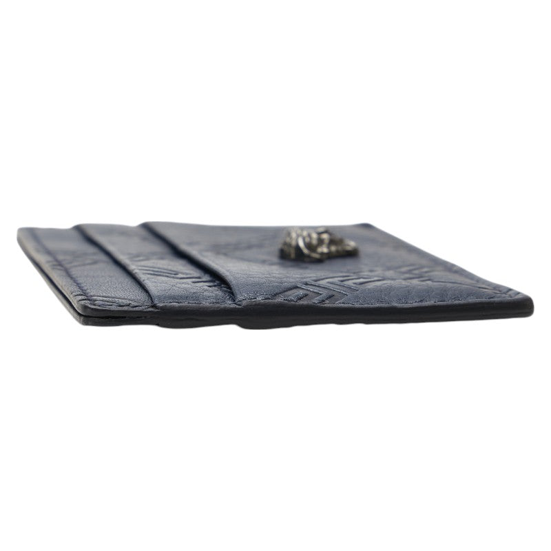 ヴェルサーチェ メデューサ カードケース ネイビー レザー レディース VERSACE 【中古】