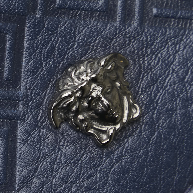 ヴェルサーチェ メデューサ カードケース ネイビー レザー レディース VERSACE 【中古】