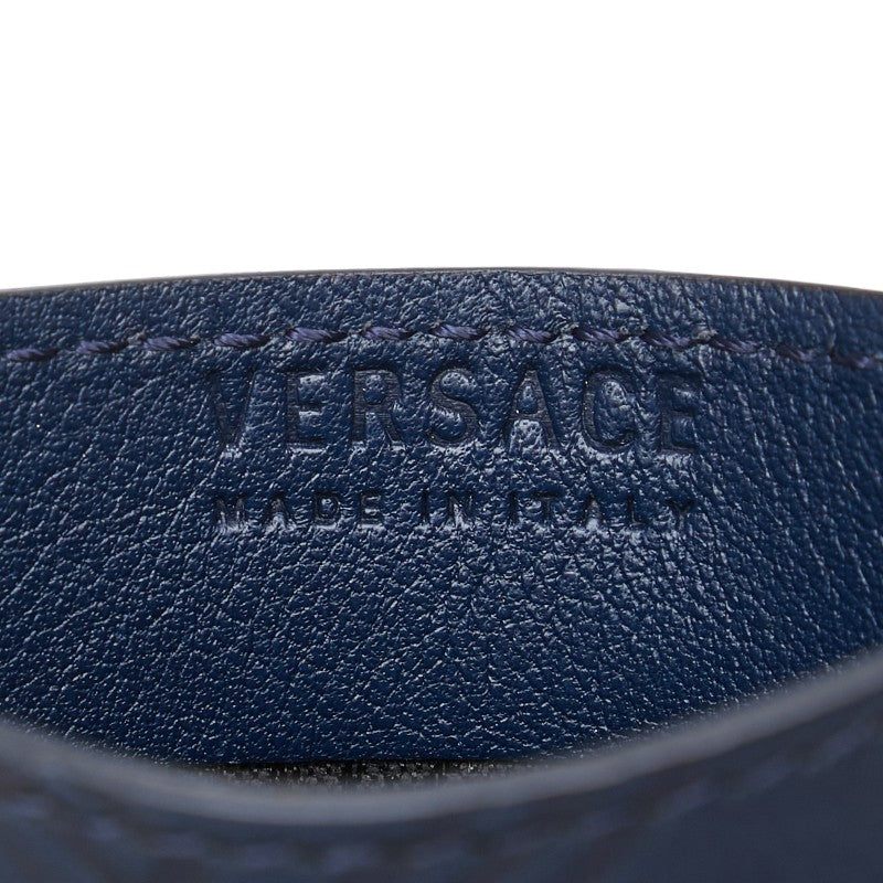 ヴェルサーチェ メデューサ カードケース ネイビー レザー レディース VERSACE 【中古】