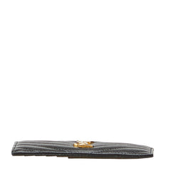 サンローラン YSLモノグラム グレイン ド プードル エンボス カードケース ブラック レザー レディース SAINT LAURENT 【中古】