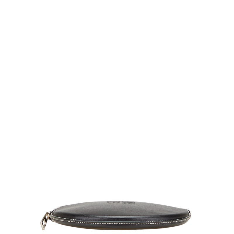 ロエベ アナグラム クッキーポーチ ポーチ ブラック レザー レディース LOEWE 【中古】