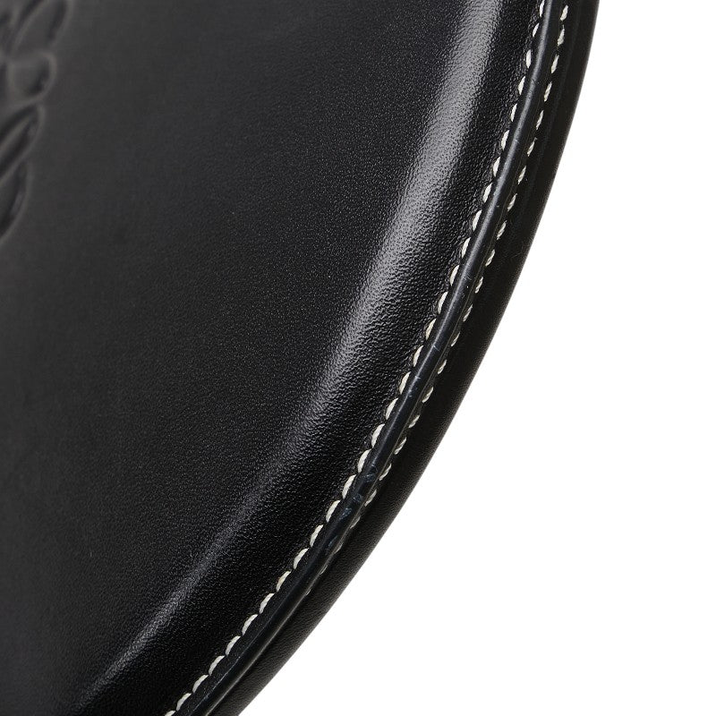 ロエベ アナグラム クッキーポーチ ポーチ ブラック レザー レディース LOEWE 【中古】
