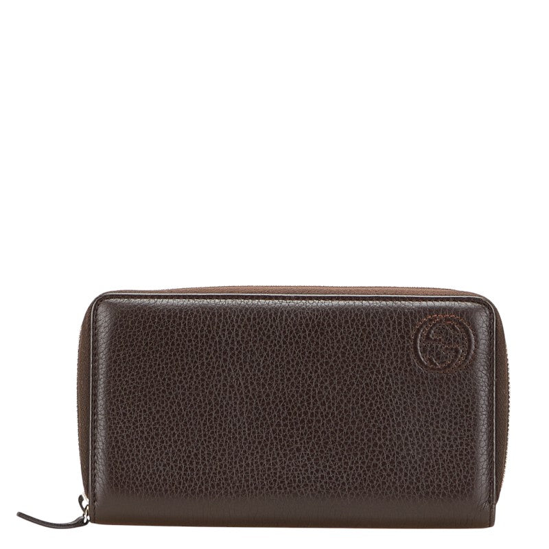 グッチ インターロッキングG 長財布 328318 ブラウン レザー レディース GUCCI 【中古】