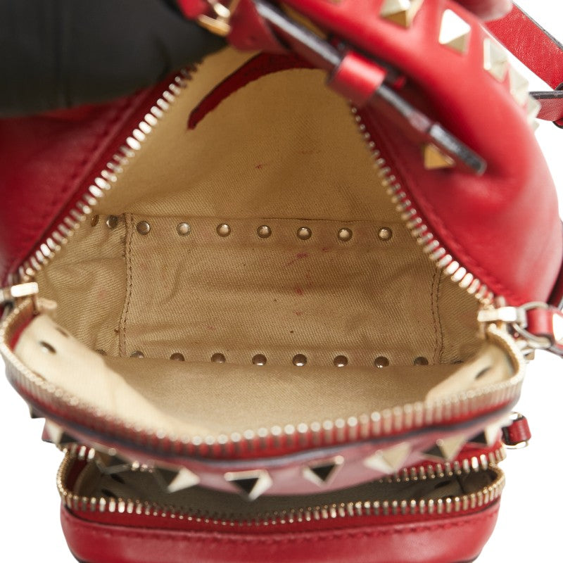 ヴァレンティノ ロックスタッズ リュック バックパック レッド レザー レディース VALENTINO 【中古】