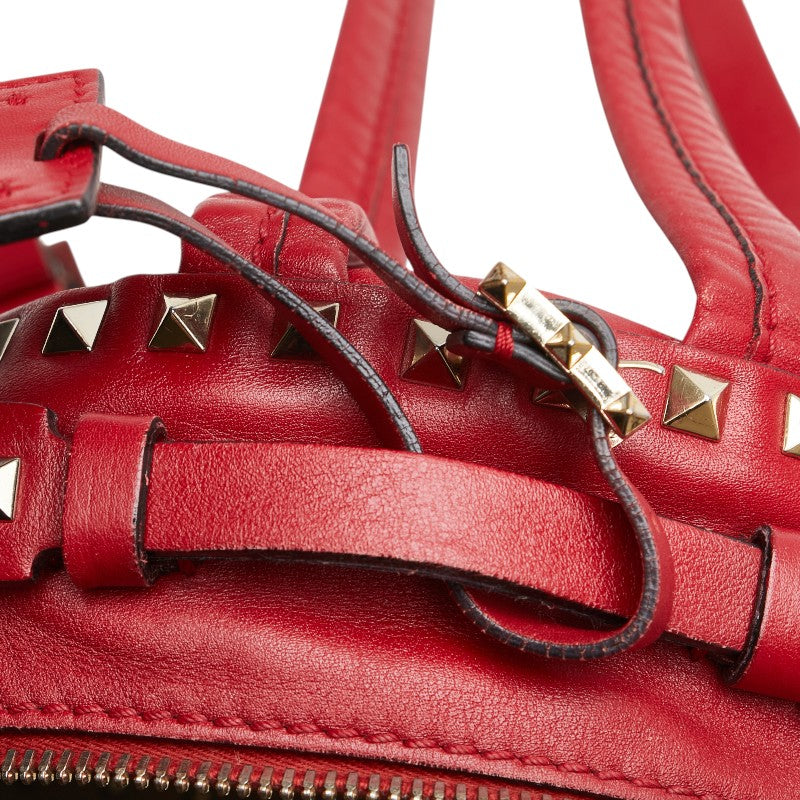 ヴァレンティノ ロックスタッズ リュック バックパック レッド レザー レディース VALENTINO 【中古】