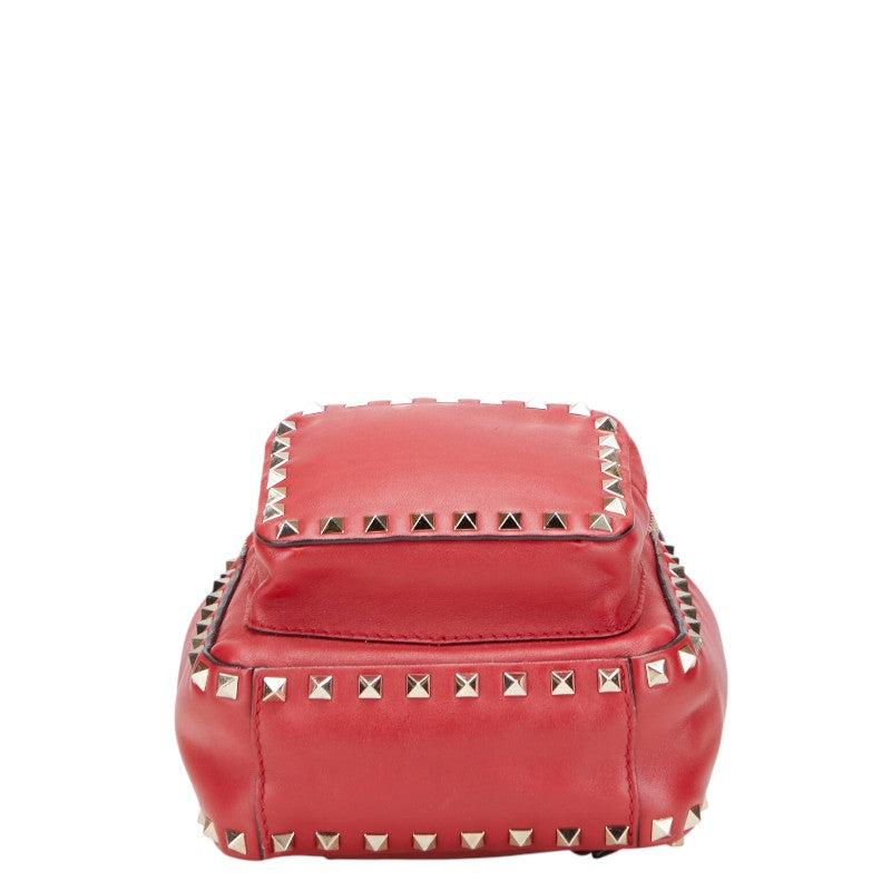 ヴァレンティノ ロックスタッズ リュック バックパック レッド レザー レディース VALENTINO 【中古】