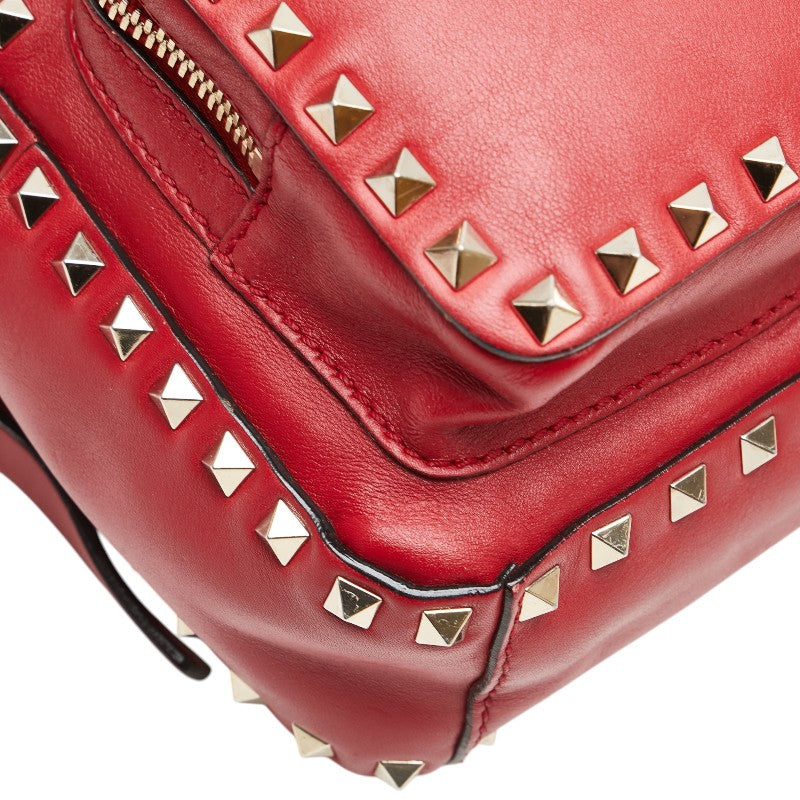 ヴァレンティノ ロックスタッズ リュック バックパック レッド レザー レディース VALENTINO 【中古】