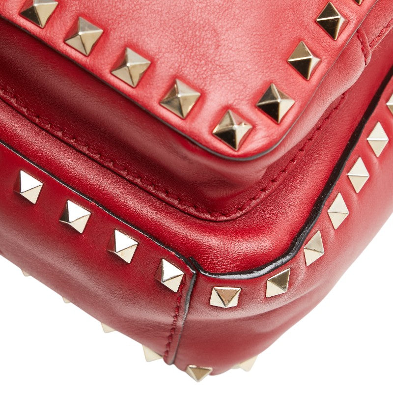 ヴァレンティノ ロックスタッズ リュック バックパック レッド レザー レディース VALENTINO 【中古】