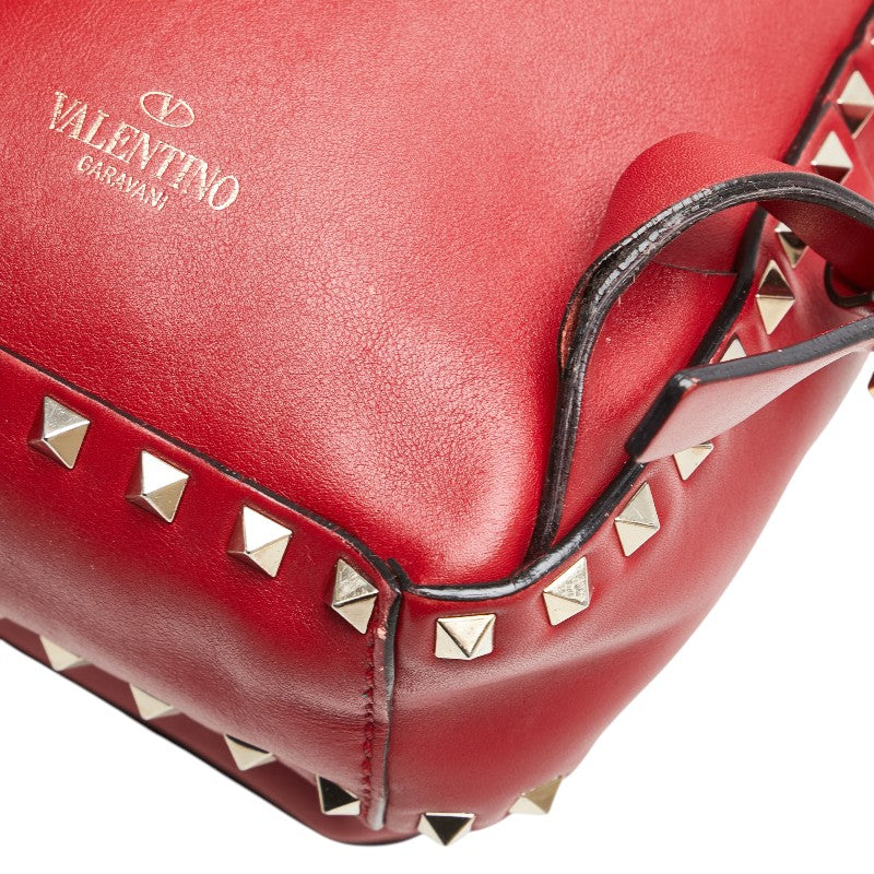 ヴァレンティノ ロックスタッズ リュック バックパック レッド レザー レディース VALENTINO 【中古】