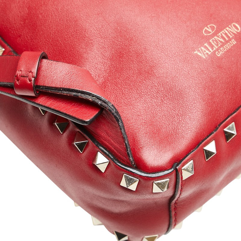 ヴァレンティノ ロックスタッズ リュック バックパック レッド レザー レディース VALENTINO 【中古】