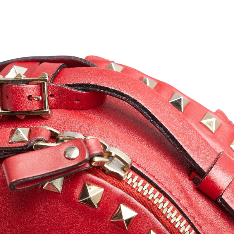 ヴァレンティノ ロックスタッズ リュック バックパック レッド レザー レディース VALENTINO 【中古】