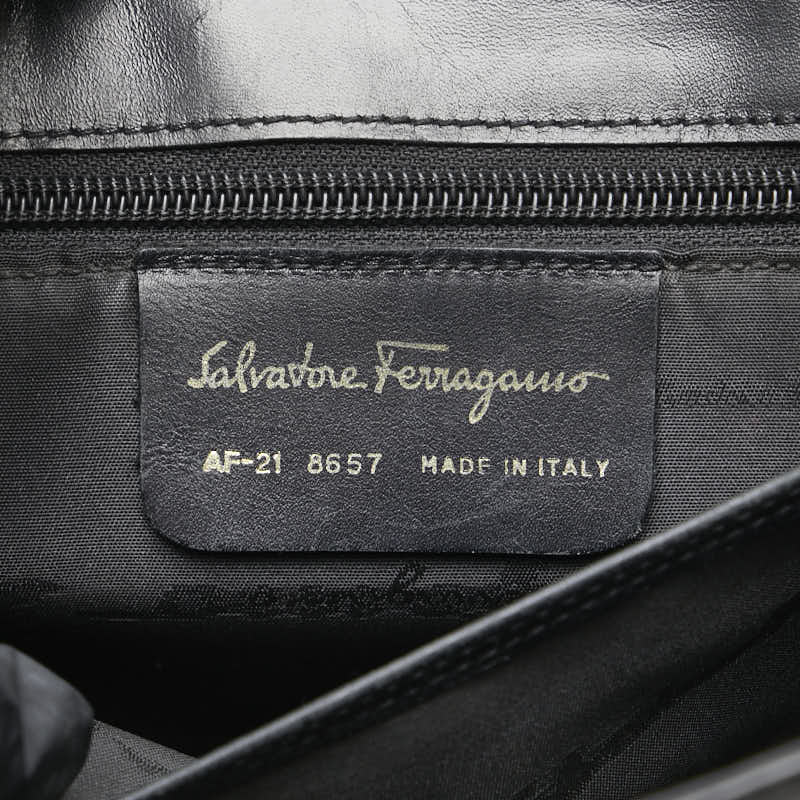 サルヴァトーレフェラガモ ガンチーニ ハンドバッグ ショルダーバッグ 2WAY AF-21 8657 ブラック レザー レディース Salvatore Ferragamo 【中古】
