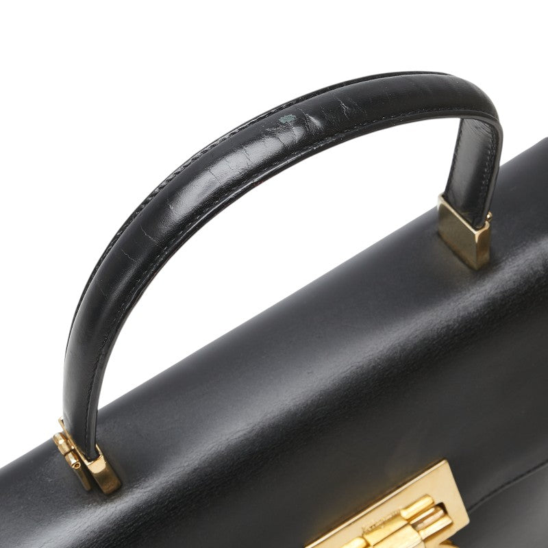 サルヴァトーレフェラガモ ガンチーニ ハンドバッグ ショルダーバッグ 2WAY AF-21 8657 ブラック レザー レディース Salvatore Ferragamo 【中古】