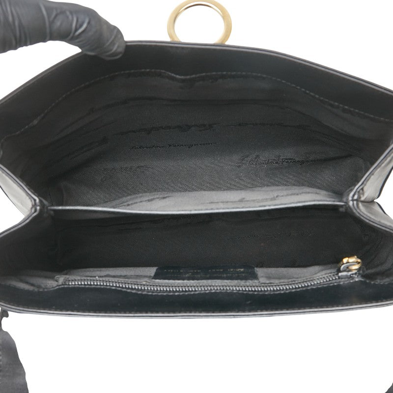 サルヴァトーレフェラガモ ガンチーニ ハンドバッグ ショルダーバッグ 2WAY AF-21 8657 ブラック レザー レディース Salvatore Ferragamo 【中古】