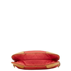 プラダ 三角ロゴプレート 斜め掛け ショルダーバッグ レッド ブラウン ナイロン レザー レディース PRADA 【中古】