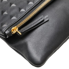 エム シー エム スタッズ型押し クラッチバッグ ブラック レザー メンズ MCM 【中古】