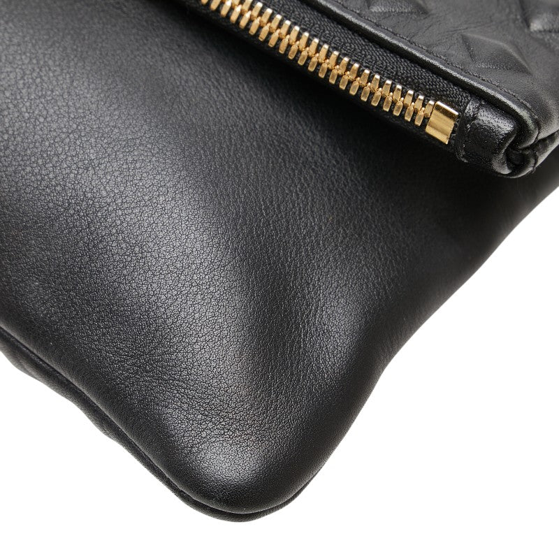 エム シー エム スタッズ型押し クラッチバッグ ブラック レザー メンズ MCM 【中古】