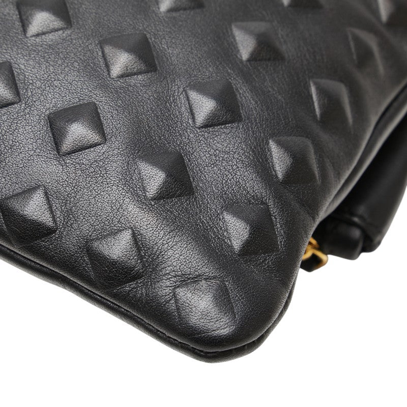 エム シー エム スタッズ型押し クラッチバッグ ブラック レザー メンズ MCM 【中古】