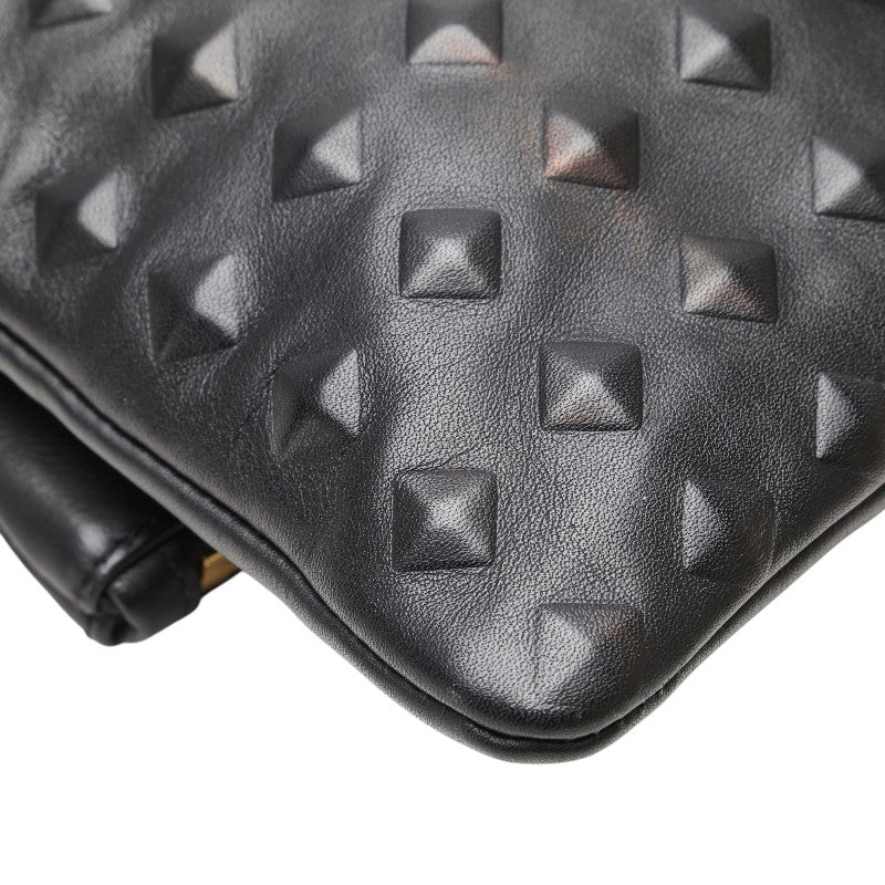 エム シー エム スタッズ型押し クラッチバッグ ブラック レザー メンズ MCM 【中古】