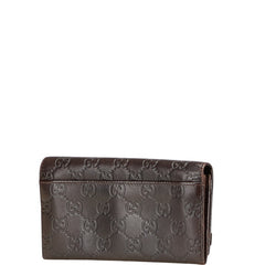 グッチ グッチシマ ロゴプレート 長財布 233112 ブラウン レザー レディース GUCCI 【中古】