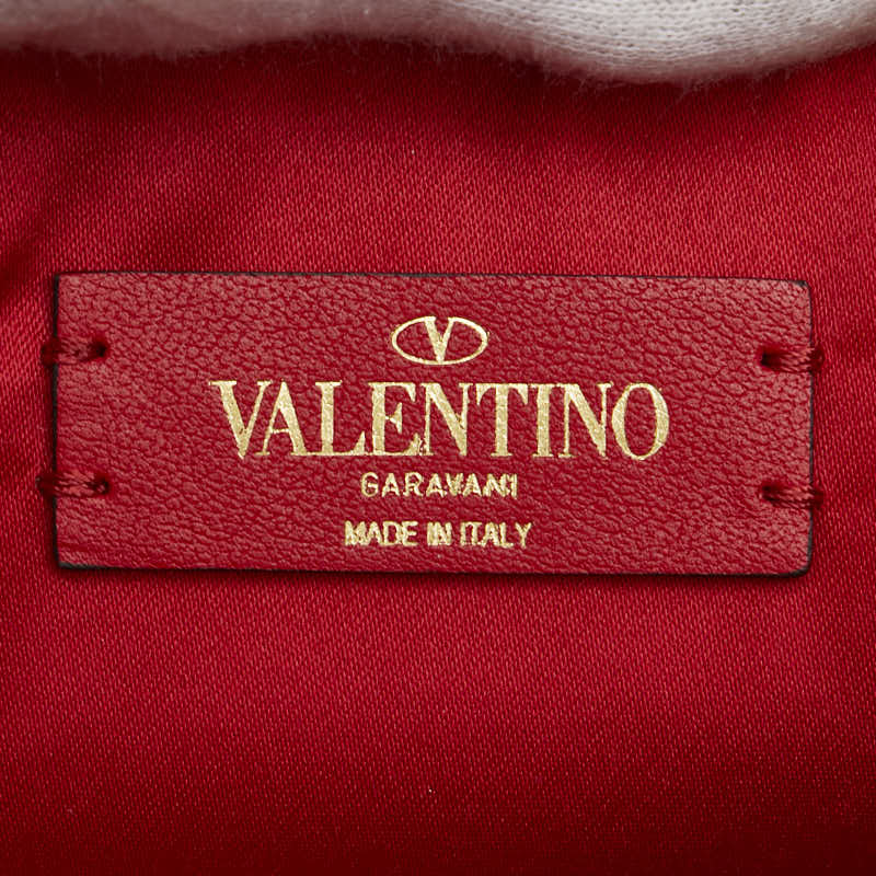 ヴァレンティノ ガラヴァーニ Vリング クラッチバッグ レッド レザー レディース VALENTINO 【中古】
