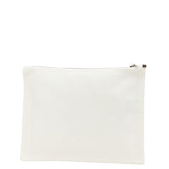 エルメス アダダ 木馬 トゥルースフラット ポーチ ホワイト コットン レディース HERMES 【中古】