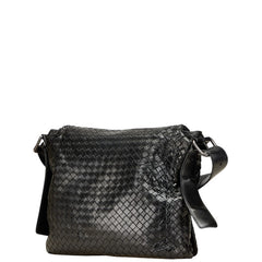 ボッテガヴェネタ イントレチャート 斜め掛け ショルダーバッグ ブラック レザー レディース BOTTEGAVENETA 【中古】