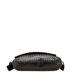 ボッテガヴェネタ イントレチャート 斜め掛け ショルダーバッグ ブラック レザー レディース BOTTEGAVENETA 【中古】