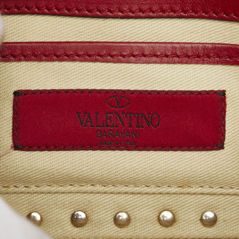 ヴァレンティノ ロックスタッズ クラッチバッグ レッド ゴールド レザー レディース VALENTINO 【中古】