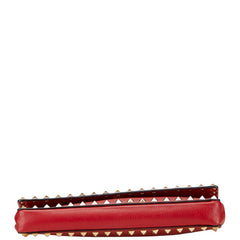 ヴァレンティノ ロックスタッズ クラッチバッグ レッド ゴールド レザー レディース VALENTINO 【中古】