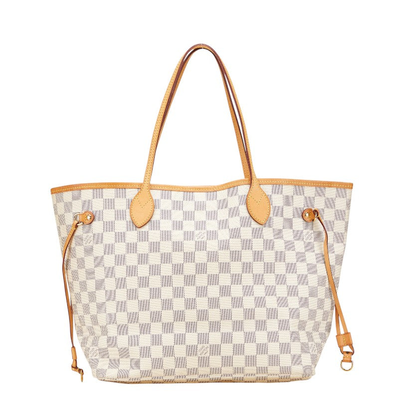 ルイ ヴィトン ダミエ アズール ネヴァーフルMM トートバッグ ショルダーバッグ N51107 ホワイト アイボリー PVC レザー レディース LOUIS VUITTON 【中古】