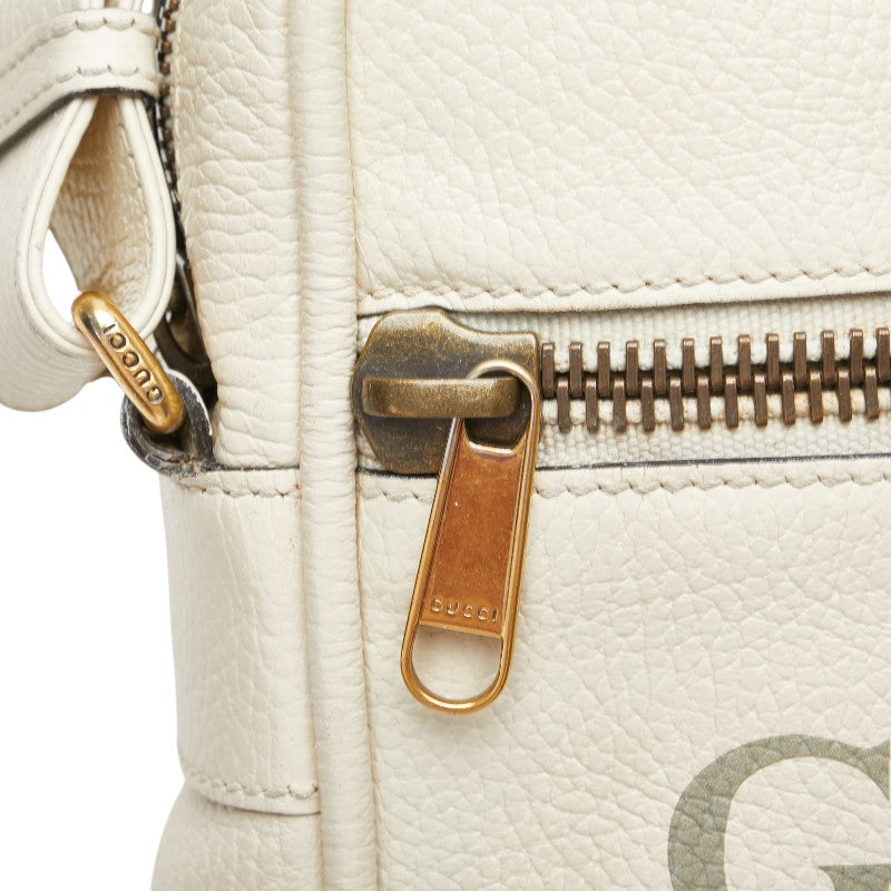 グッチ ロゴプリント ショルダーバッグ メッセンジャーバッグ 523591 ホワイト マルチカラー レザー レディース GUCCI 【中古】